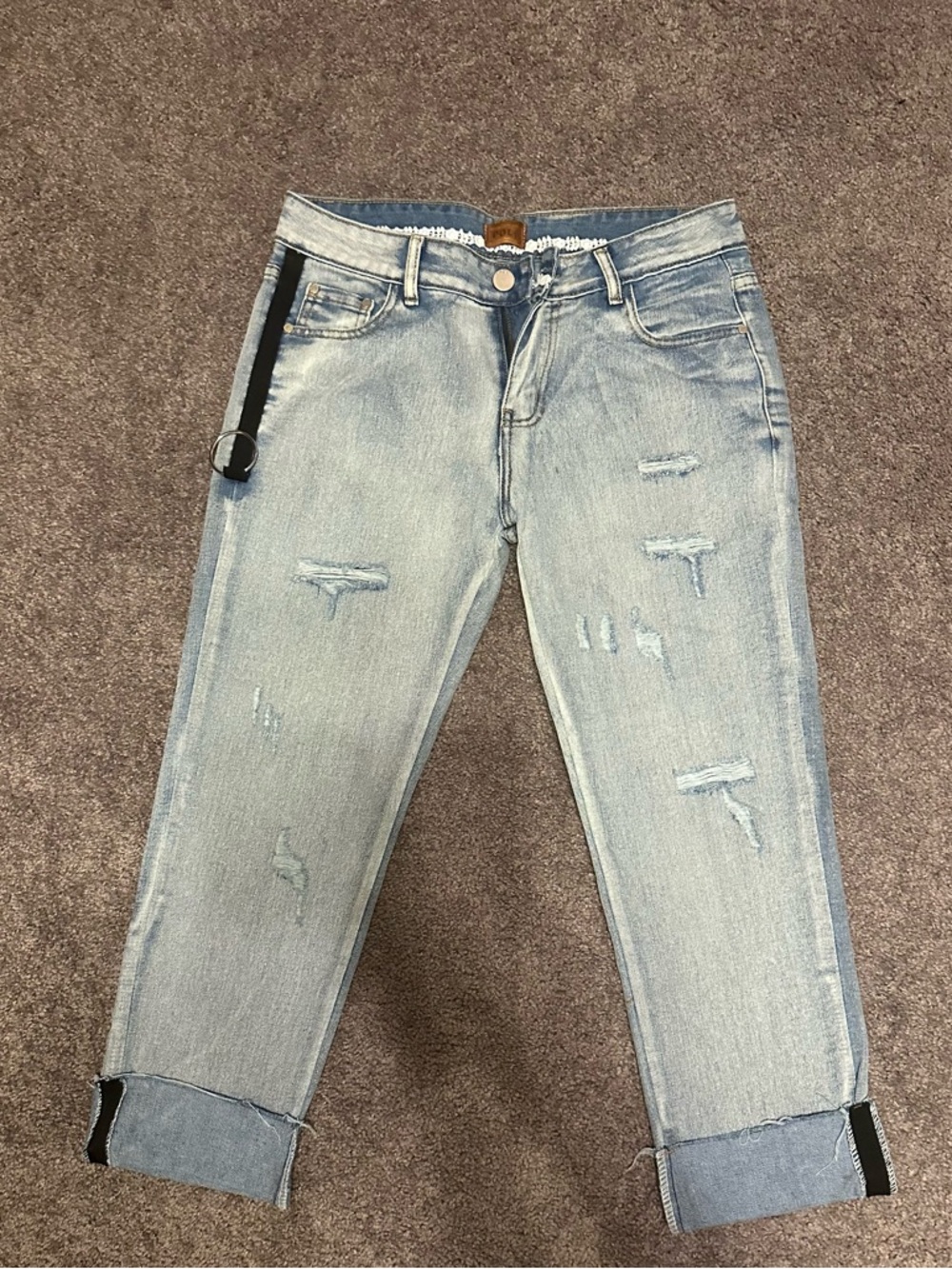 POL Light Blue Distressed Boyfriend Jeans with Cuff